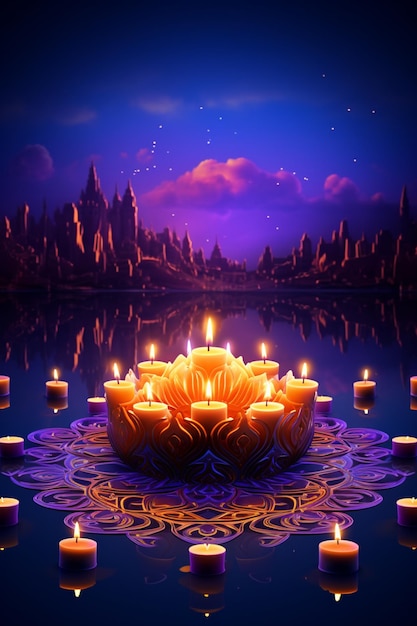 Happy diwali background and light candles