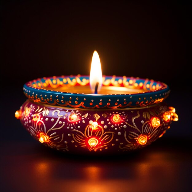 Happy Diwali beautiful Diya on isolated background