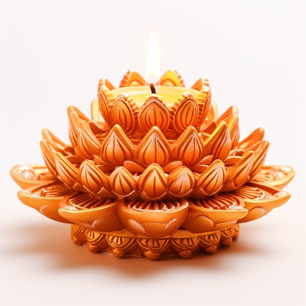 Happy Diwali beautiful Diya on isolated white background