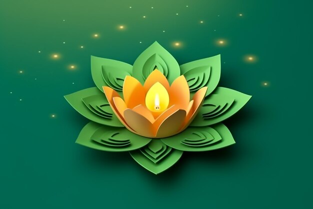 Photo happy diwali blue lotus lamp