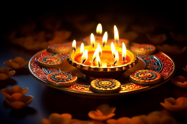Счастливого Дивали на фоне свечей