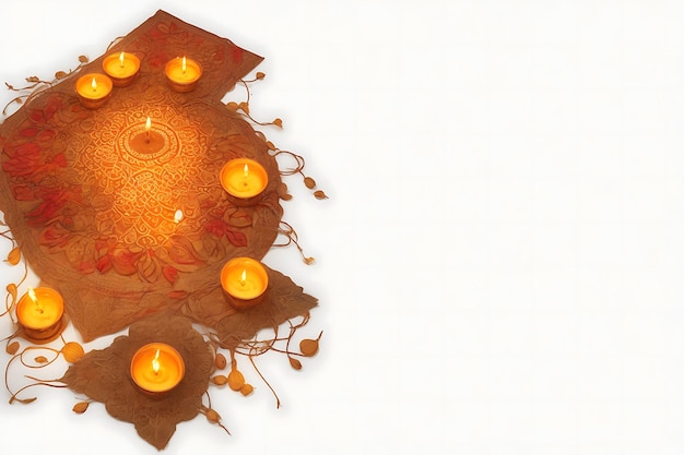 Photo happy diwali celebration background of colorful traditional diya lamps