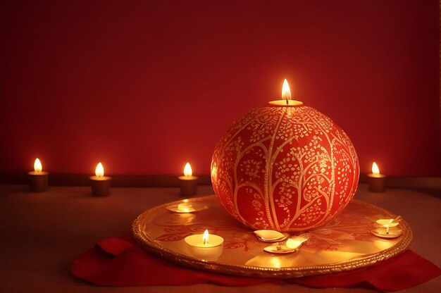 Happy Diwali celebration background with traditional lamps