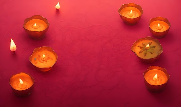 Счастливый праздник Дивали на фоне традиционных ламп