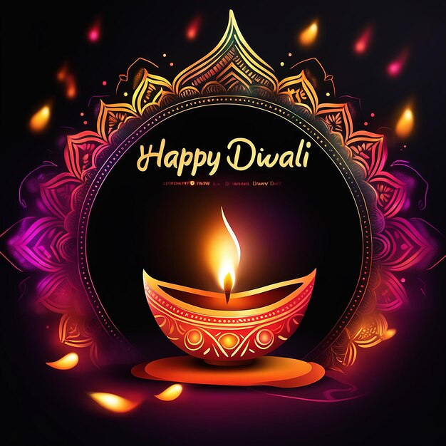 Photo happy diwali celebration is the backdrop of festival of lights diya lamps generated ai