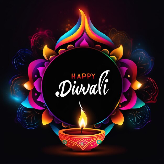 Happy Diwali Celebration is the Backdrop of Festival of Lights Diya Lamps Generated Ai