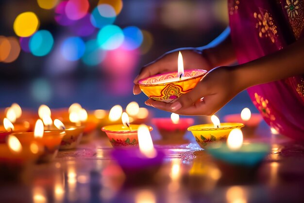 Foto felice celebrazione di diwali