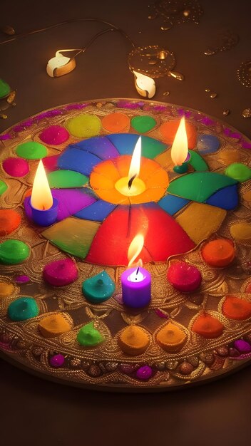 Happy diwali clay diya lamps lit during dipavali hindu festival of lights celebration