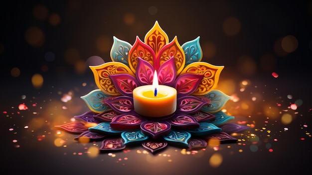 happy diwali day photo of indian candle light