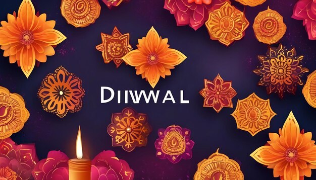 happy diwali decoratieve olie lamp festival viering kaart achtergrond