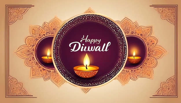 happy diwali decoratieve olie lamp festival viering kaart achtergrond