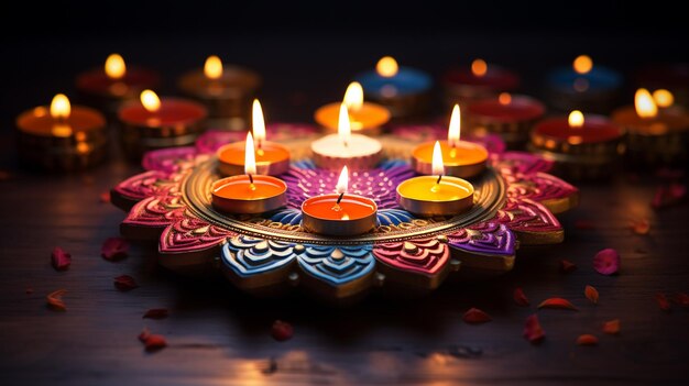 Happy diwali decorative diya traditional festival celebration background