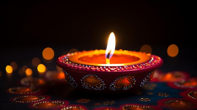 Happy diwali decorative diya traditional festival celebration background