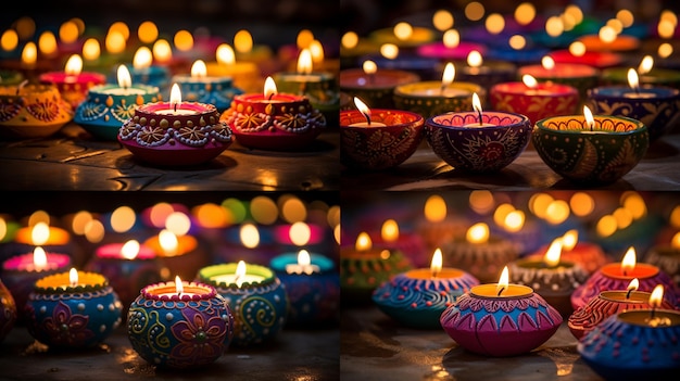 Happy diwali decorative diya traditional festival celebration background