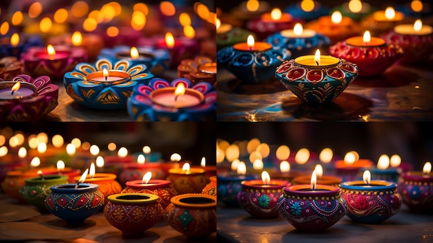 Happy diwali decorative diya traditional festival celebration background