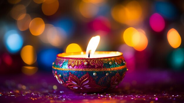 Happy diwali decorative diya traditional festival celebration background