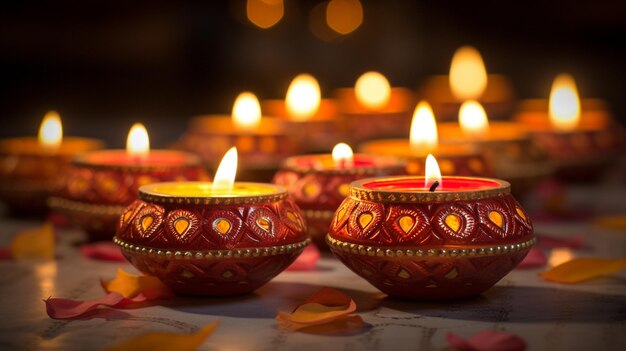 Happy diwali decorative diya traditional festival celebration background