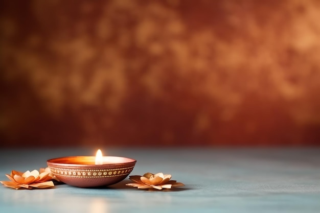 Happy diwali or deepavali traditional indian festival with clay diya oil lamp Indian hindu festival