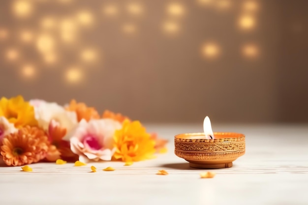 Happy diwali or deepavali traditional indian festival with clay diya oil lamp Indian hindu festival