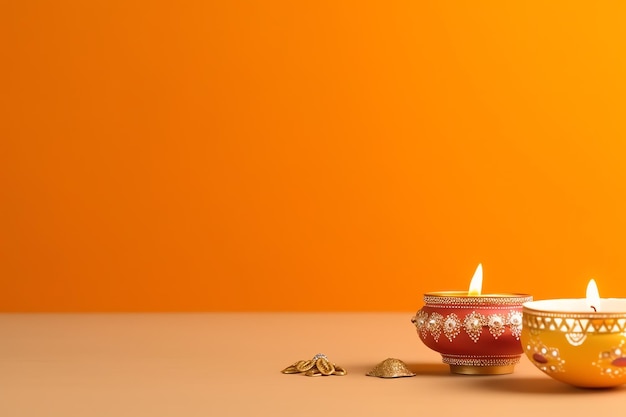 粘土ディヤ オイル ランプを使ったハッピー ディワリまたはディーパバリの伝統的なインドの祭り インドのヒンズー教の祭り