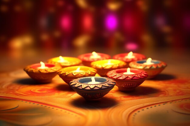 점토 디야 오일 램프가 있는 해피 디왈리 또는 디파발리 전통 인도 축제 인도 힌두교 축제
