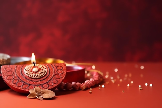 Happy diwali or deepavali traditional indian festival with clay diya oil lamp Indian hindu festival