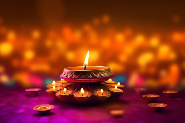 Photo happy diwali or deepavali traditional indian festival with clay diya oil lamp indian hindu festival