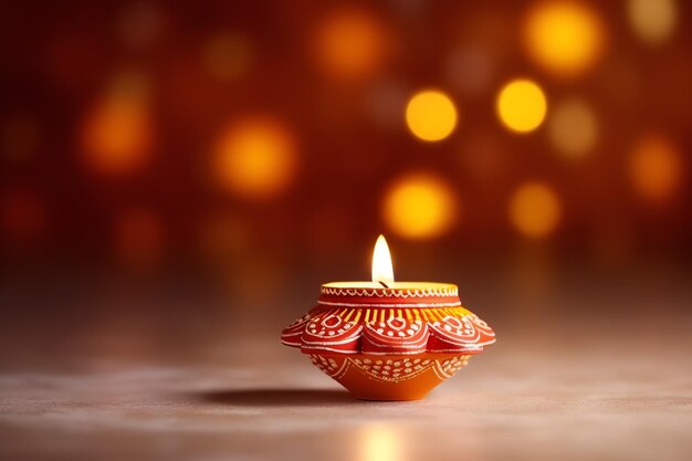 Happy diwali or deepavali traditional indian festival with clay diya oil lamp indian hindu festival