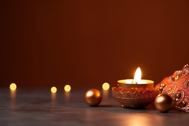 Happy diwali or deepavali traditional indian festival with clay diya oil lamp indian hindu festival