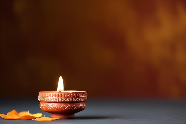 Happy diwali or deepavali traditional indian festival with clay diya oil lamp indian hindu festival