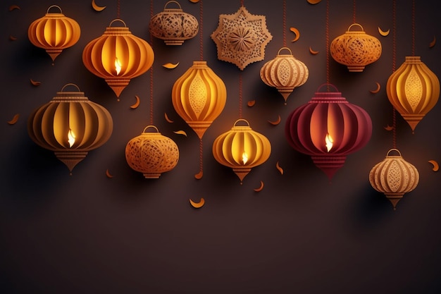 Happy diwali or deepavali traditional indian festival with lamp or sky lantern Indian hindu festival