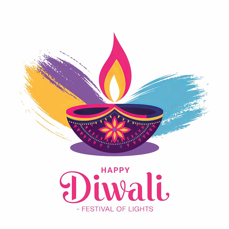 Photo happy diwali diwali diya vibrant diwali greeting card featuring a diya and festive colors