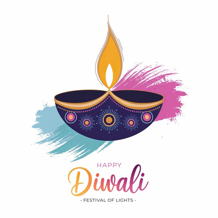 Photo happy diwali diwali diya vibrant diwali greeting card featuring a diya and festive colors