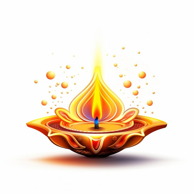 Foto happy diwali diya lamp isolato su bianco generative ai