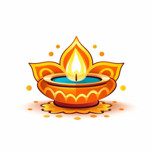 Foto happy diwali diya lamp isolato su bianco generative ai