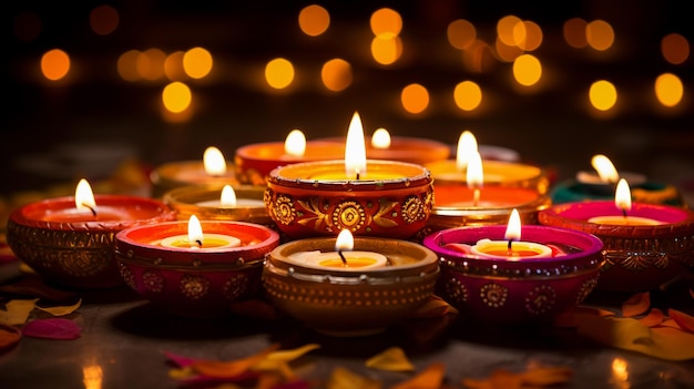 Лампы Happy Diwali Diya зажглись во время празднования Дивали