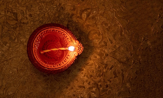 Happy Diwali Diya oil lamp top view