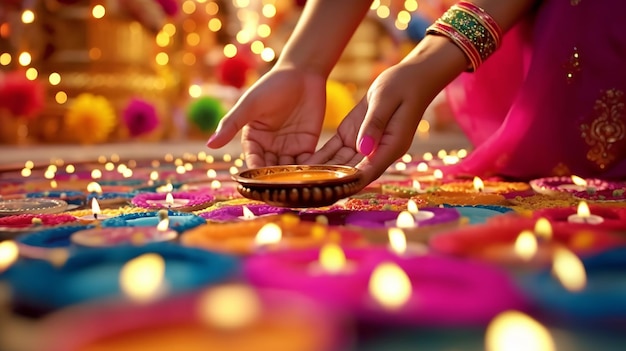 Happy Diwali Een traditioneel Indiaas festival Diwali festival vakantieontwerp Generative Ai