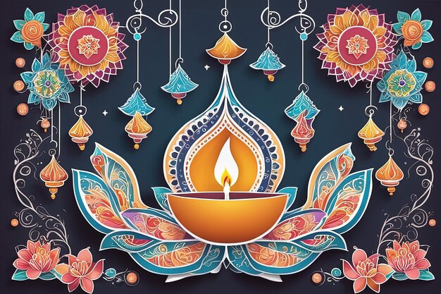 Photo happy diwali festival backgroundhappy diwali festival backgroundvector illustration of a beautiful