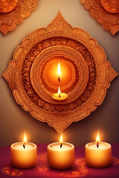 Счастливого фестиваля Дивали, празднования Дипавали с свечами, шаблон баннера
