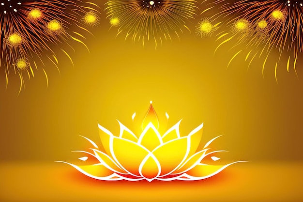 Happy Diwali Greeting Cards with Yellow Flowers