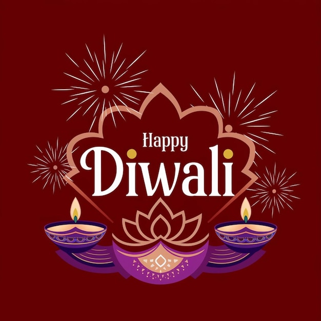 Happy diwali hindu festival banner greeting card burning diya illustration background