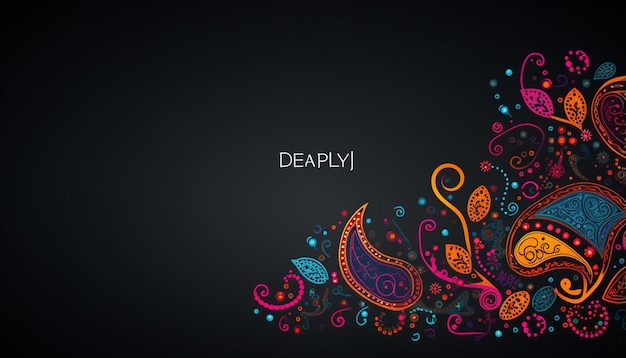 happy diwali holiday greeting card with paisley decoration