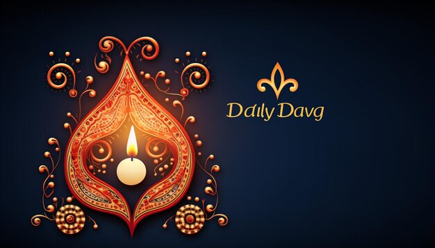 Photo happy diwali holiday greeting card with paisley decoration