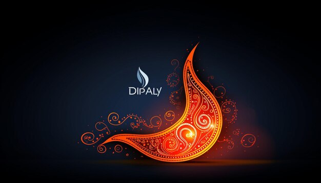 Photo happy diwali holiday greeting card with paisley decoration