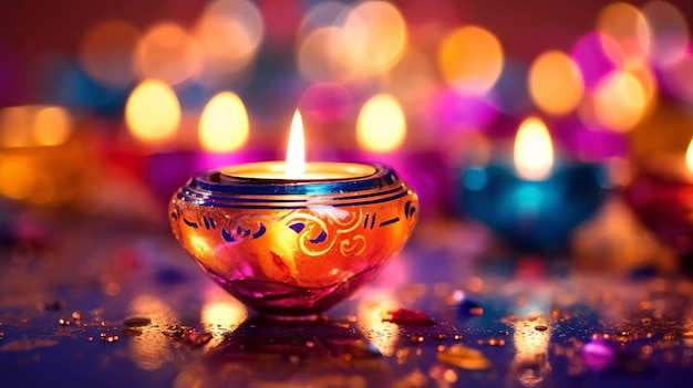 Happy Diwali Illustratie van Diwali Diya met kopieerruimte