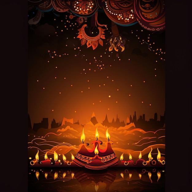 Happy Diwali illustration Of Burning Diya On Happy Diwali Diwali Celebration Festival Of Lights With Background