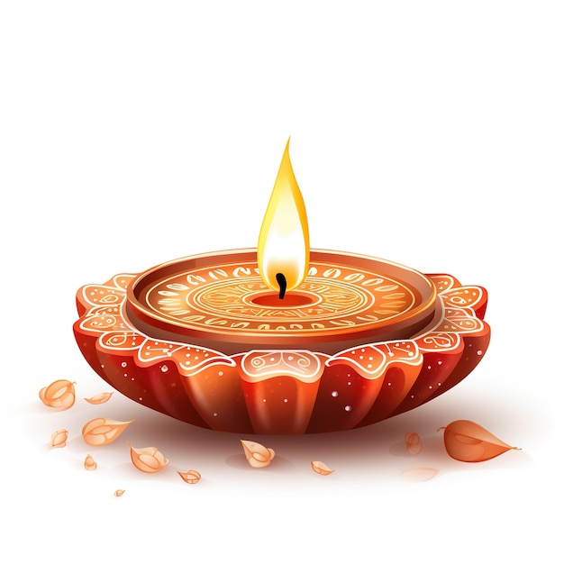 Photo happy diwali illustration of burning diya on happy diwali diwali celebration festival of lights with background