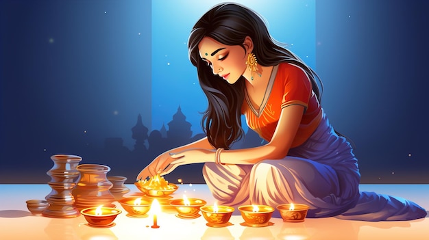 Happy Diwali иллюстрация Burning Diya On Happy Diwali Diwali Celebration Festival of Lights With Background