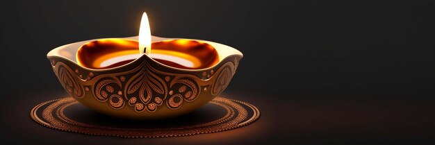 Happy Diwali Illustration of Diwali Diya generative ai